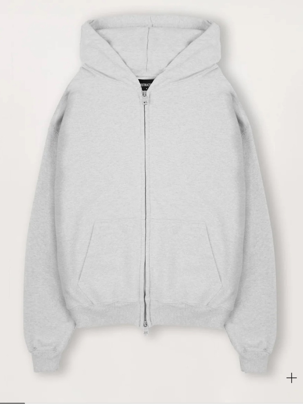 Destructive Zip Hoodie - Light Marl Grey